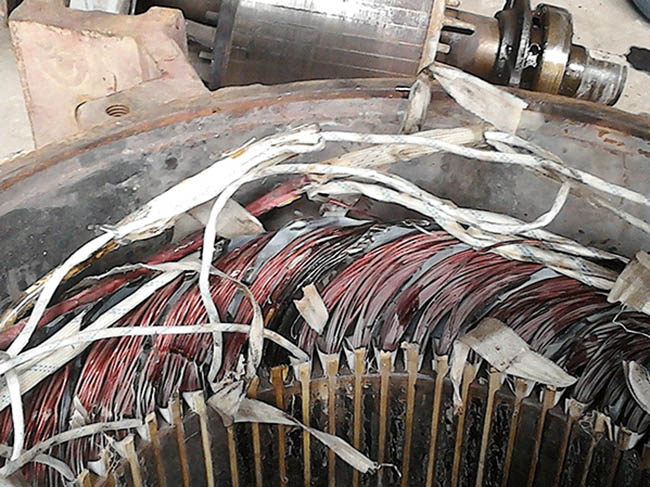 圖為因故障被燒壞的西瑪電機線圈照片 圖為因故障被燒壞的西瑪電機線圈照片